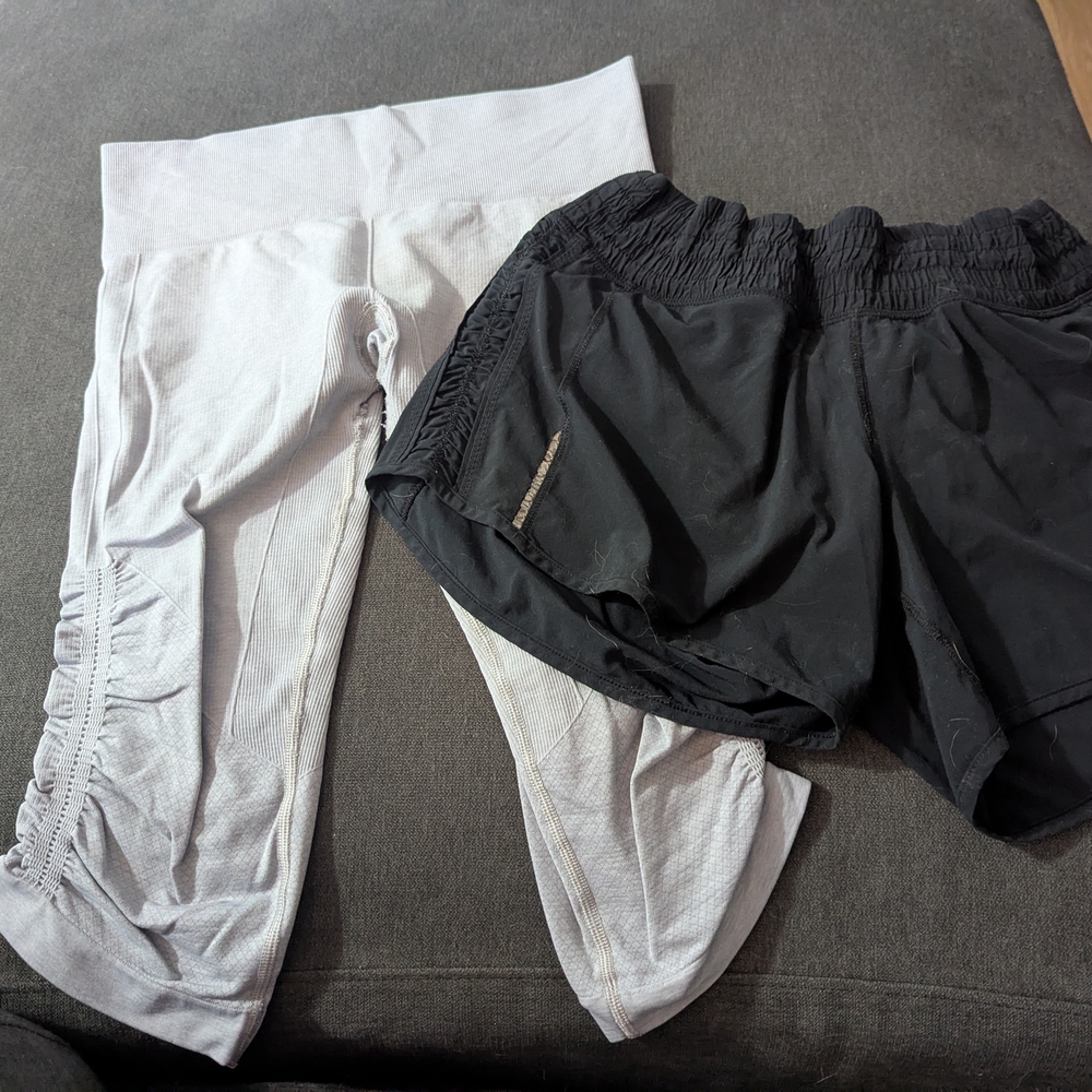 lululemon Black Shorts And Grey 3/4 Leggings